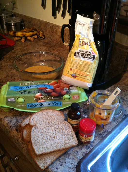 Brioche! Eggs, veggie puree, flax meal, cinnamon, vanilla