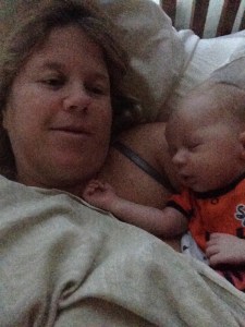 Sometimes there is no need to get out of bed as long as he is happy.